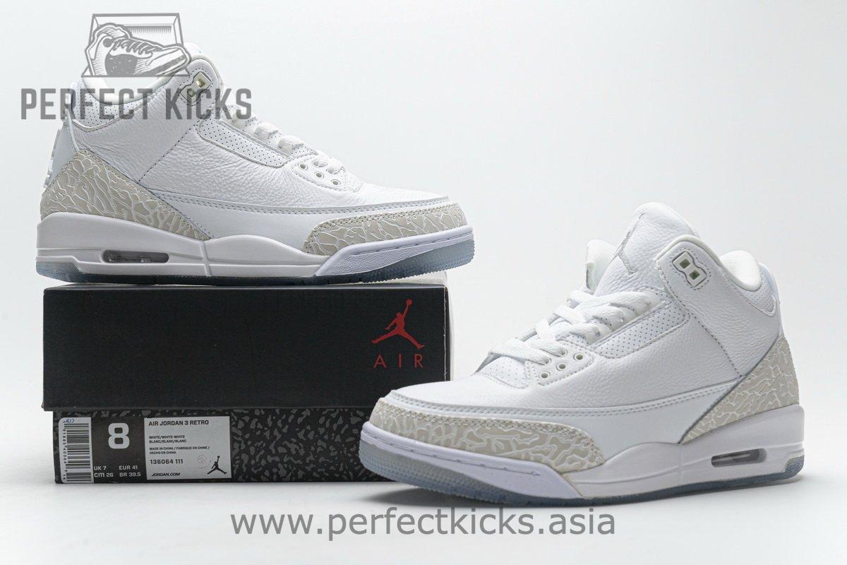 136064-111 Air Jordan 3 Retro Pure White - Image 2