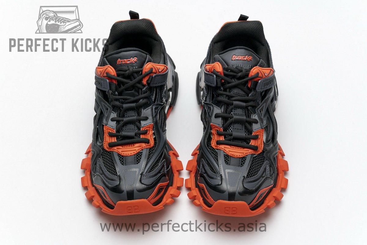 570391 W2GN1 2002 Blenciaga Track 2 Sneaker Dark Grey Orange - Image 4