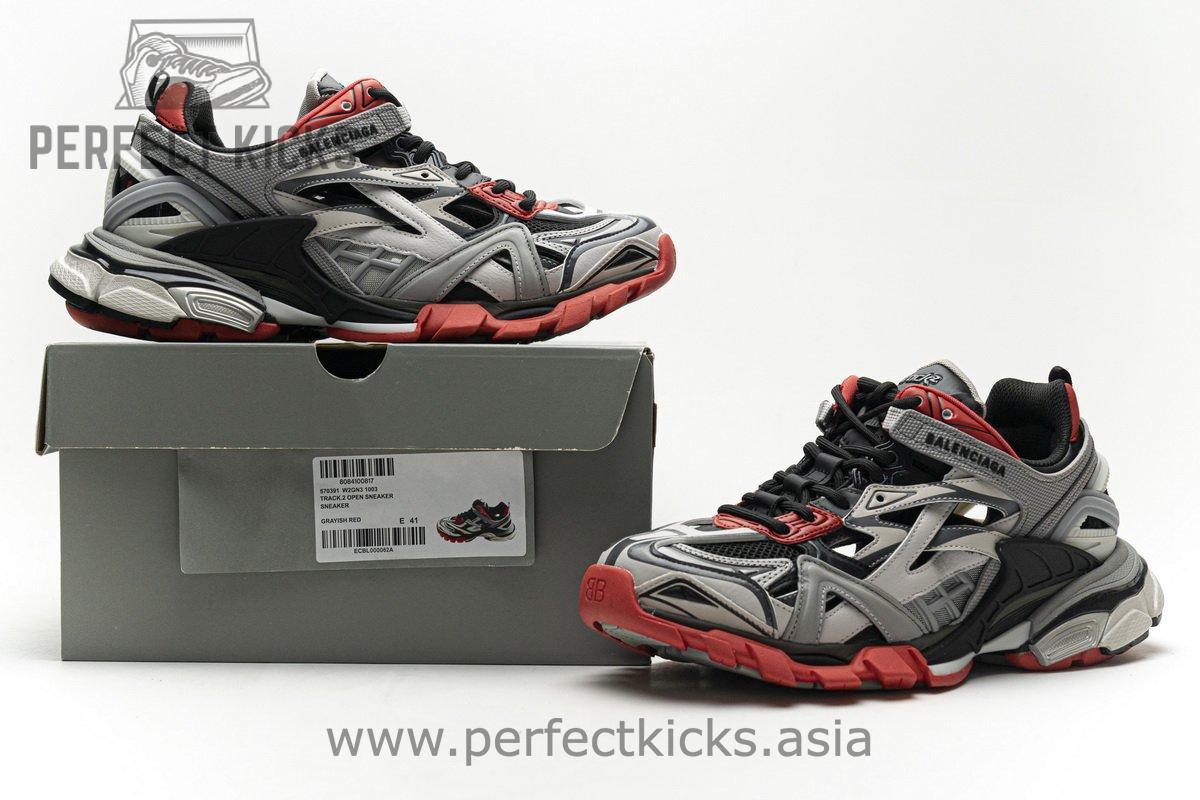 570391 W2GN3 1003 Blenciaga Track 2 Sneaker Grey Red - Image 2