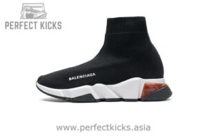 Balenciaga Speed Clear Sole Sneaker Black White Red