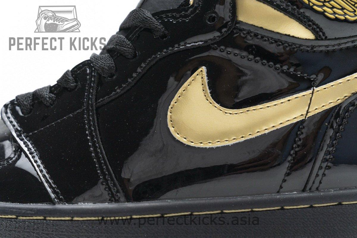 555088-032 Air Jordan 1 High OG Patent Black Metallic Gold - Image 5