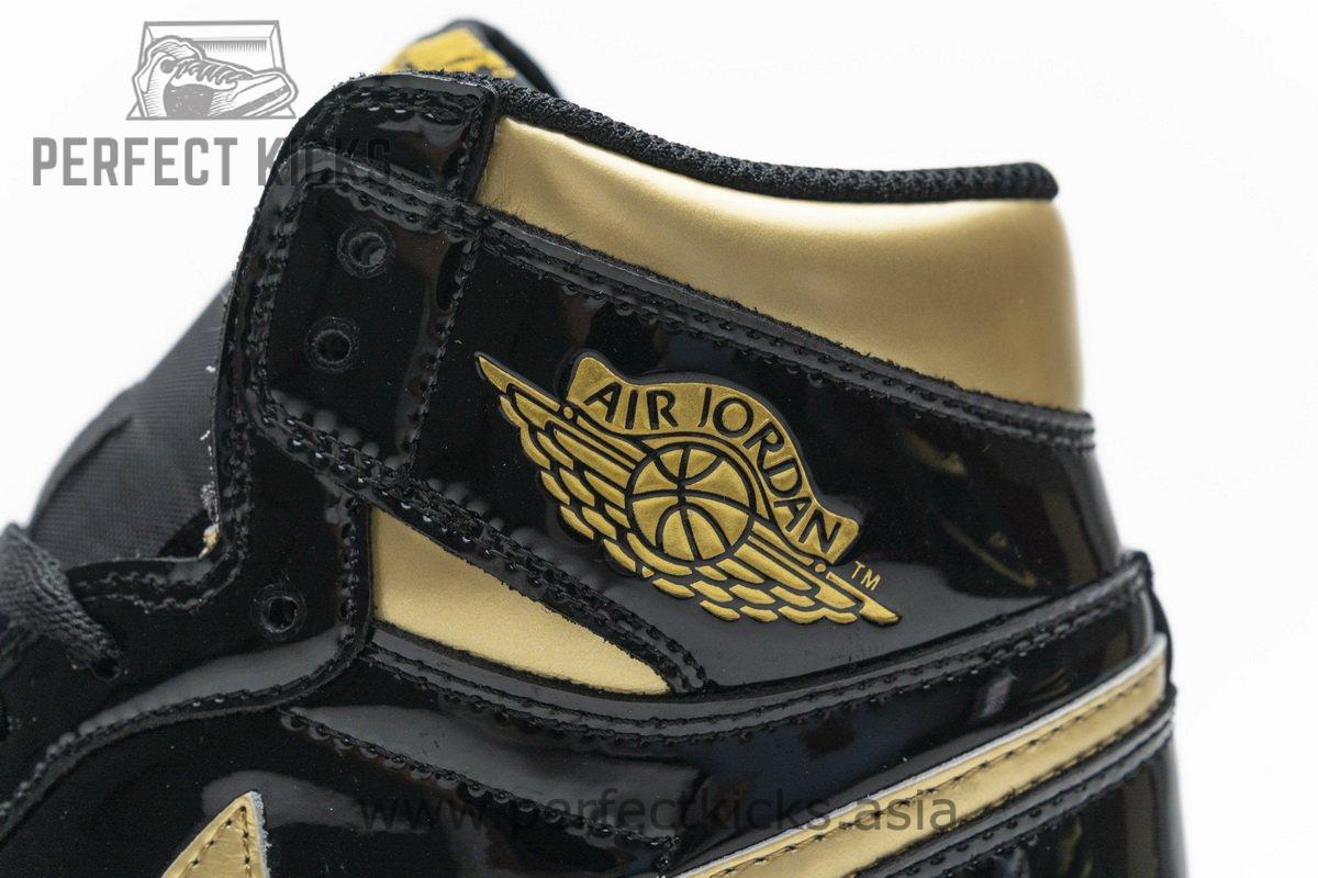 555088-032 Air Jordan 1 High OG Patent Black Metallic Gold - Image 11