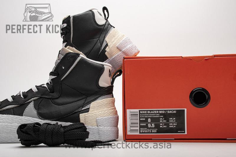 BV0072-002 Sacai x Nike Blazer Mid Black Grey - Image 2