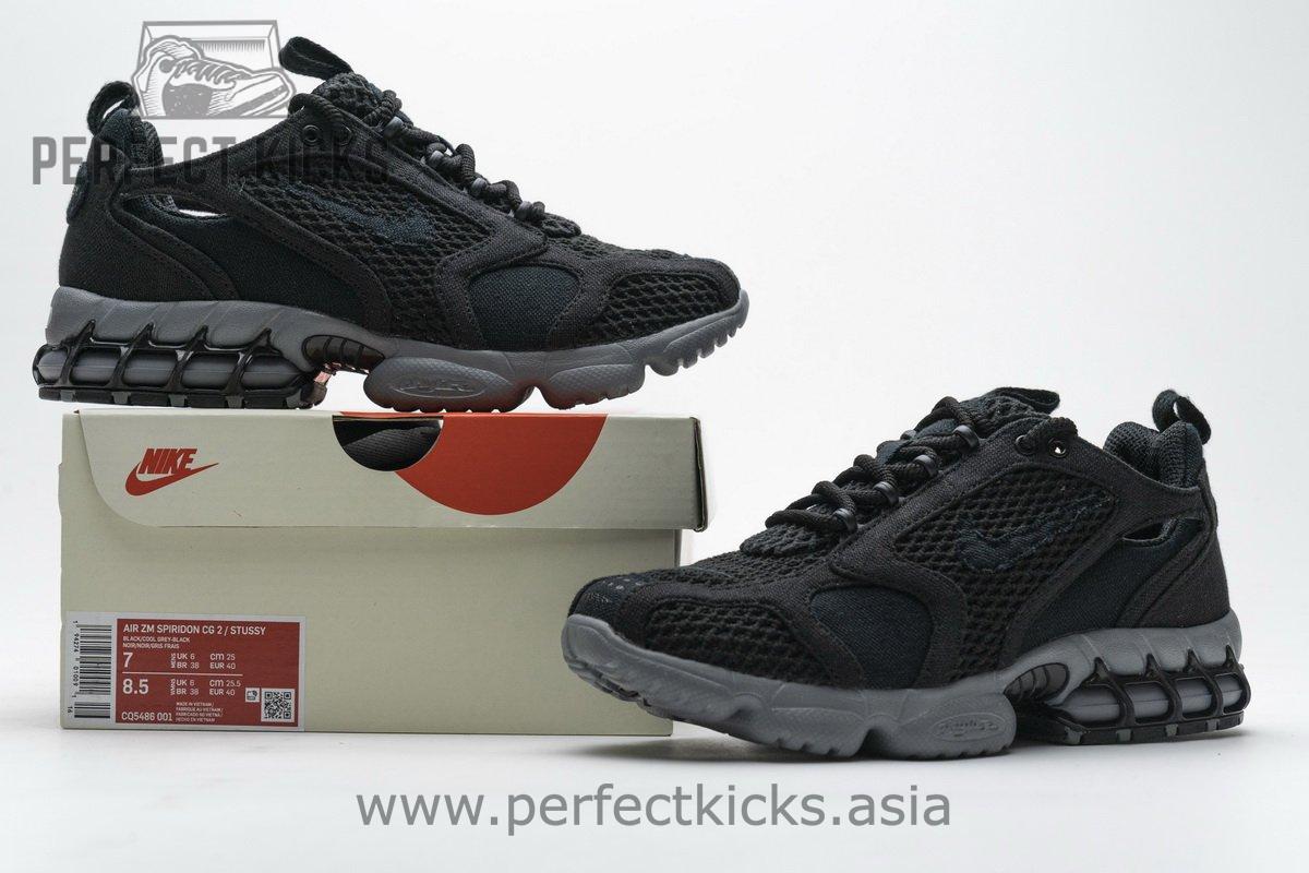 CQ5486-001 Stussy x Nike Air Zoom Spiridon Cage 2 Black Cool Grey - Image 3