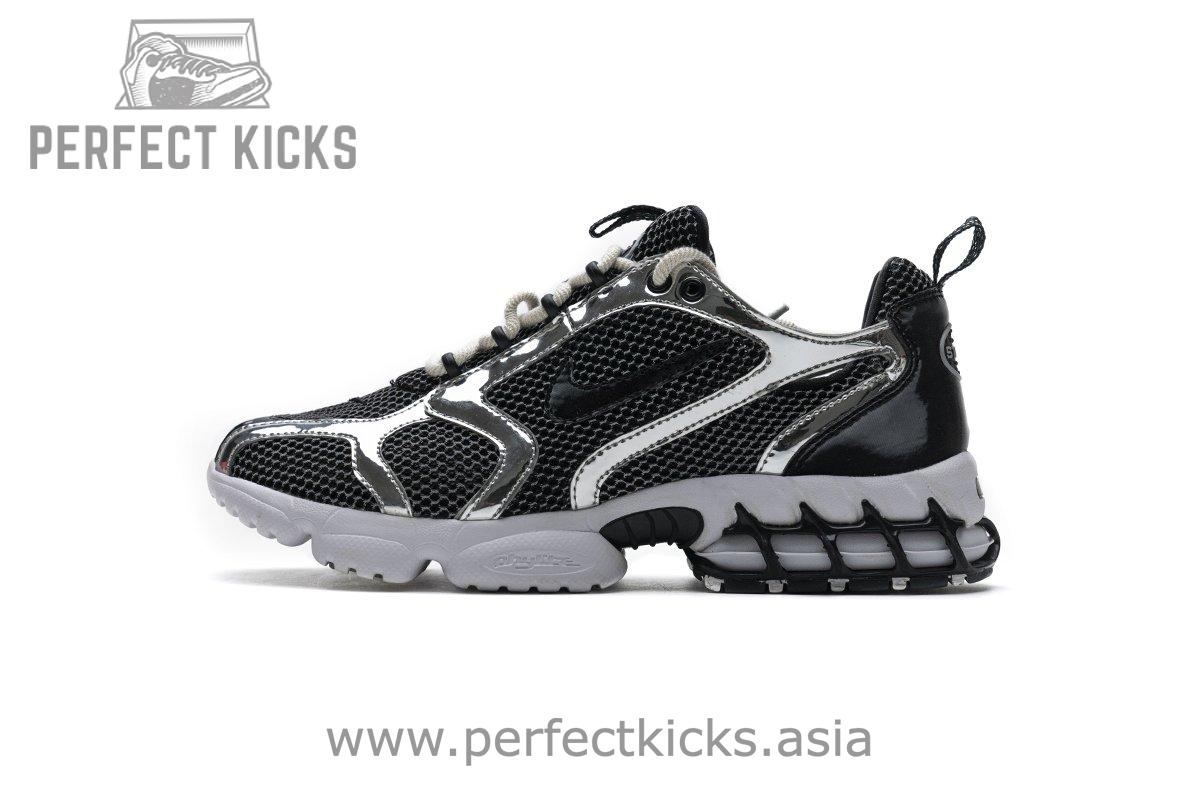 CU1854-001 Stussy x Nike Air Zoom Spiridon Cage 2 Black Silver - Image 6