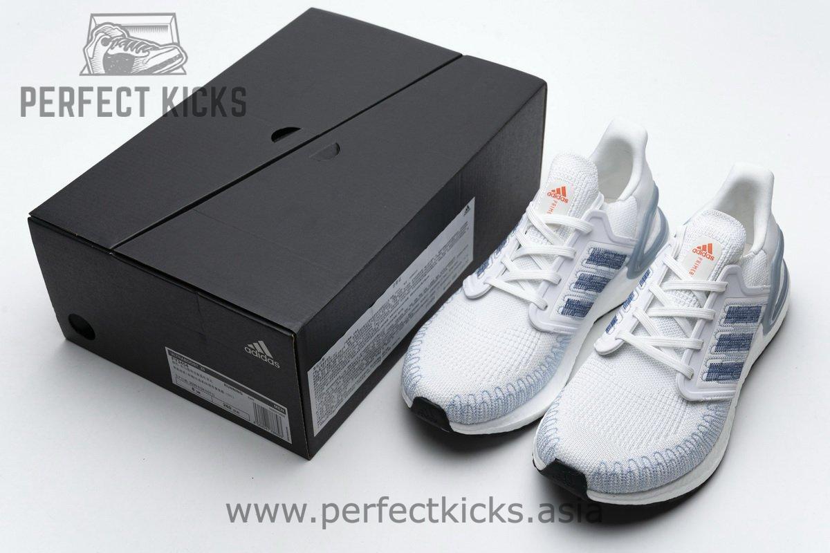 FY3454 adidas Ultra BOOST 20 White Light Blue - Image 2