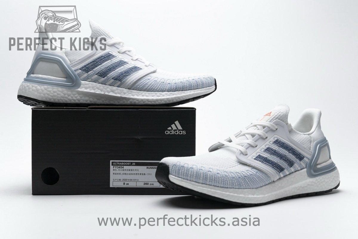 FY3454 adidas Ultra BOOST 20 White Light Blue - Image 3