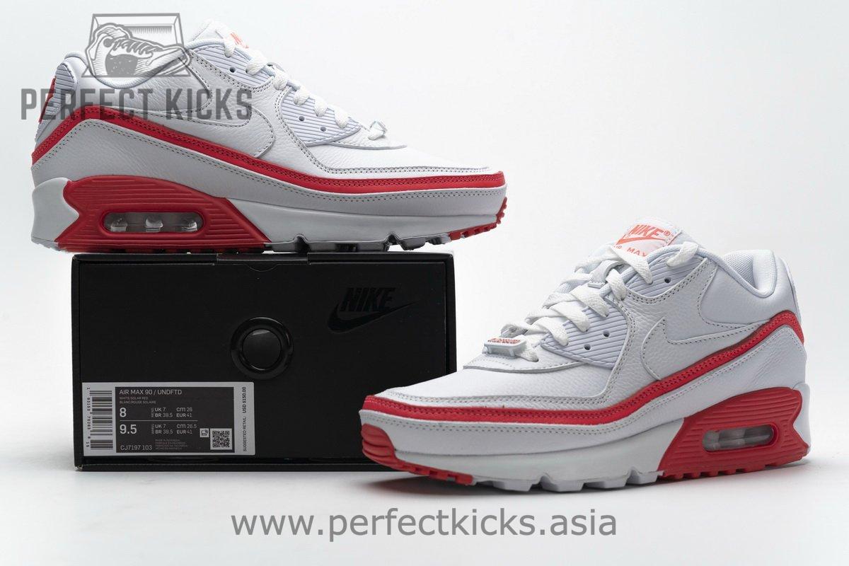 CJ7197-103 Undefeated x Nike Air Max 90 White Red - Image 3