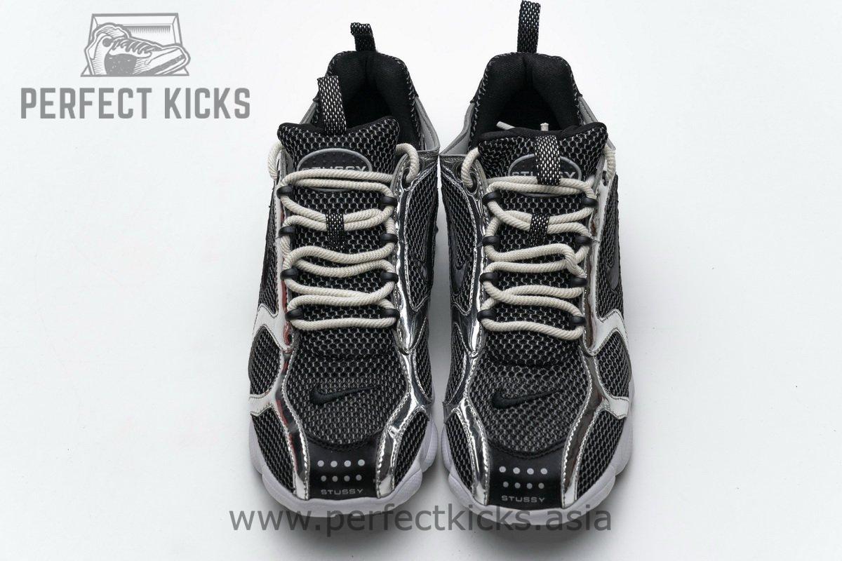 CU1854-001 Stussy x Nike Air Zoom Spiridon Cage 2 Black Silver - Image 7