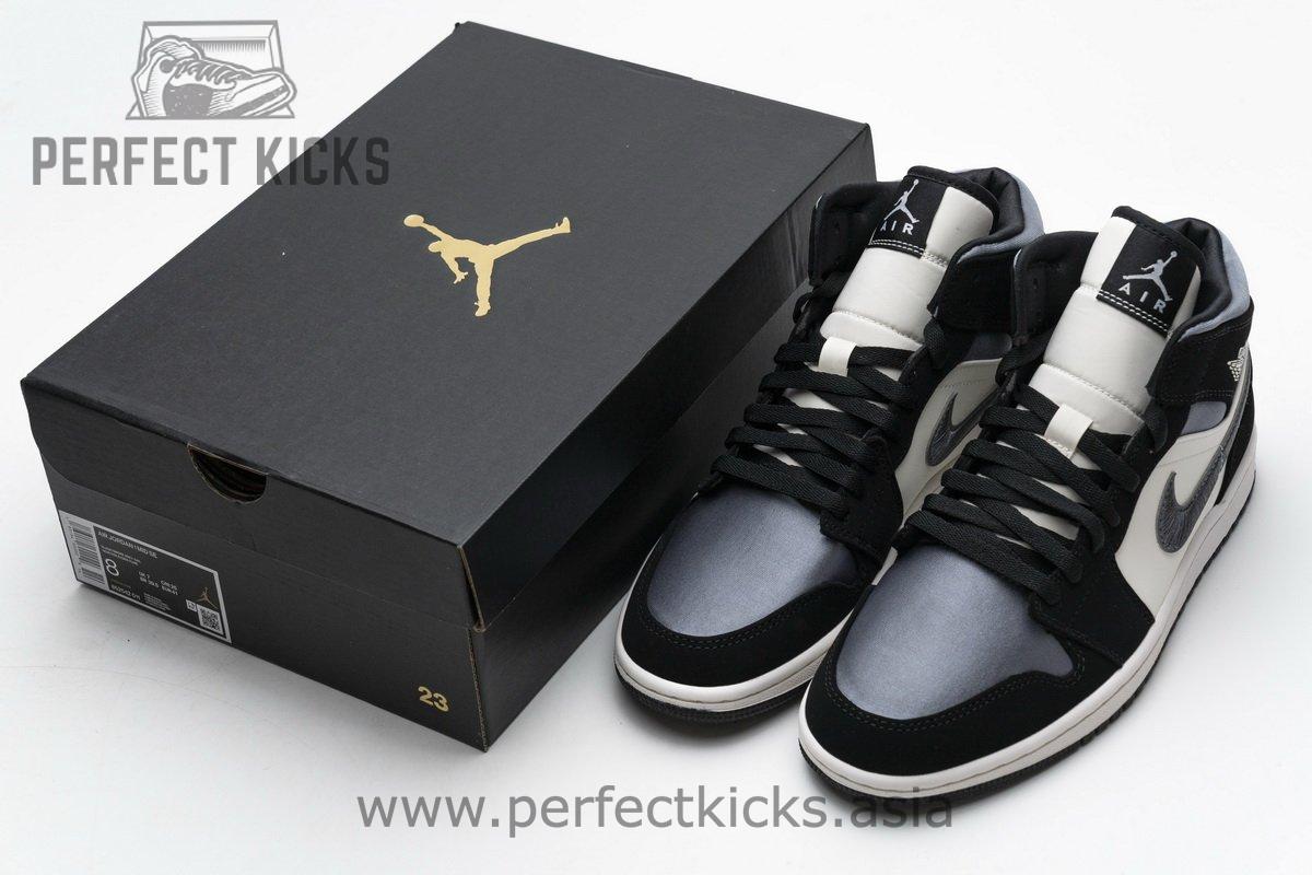 852542-011 Air Jordan 1 Mid Satin Grey - Image 2