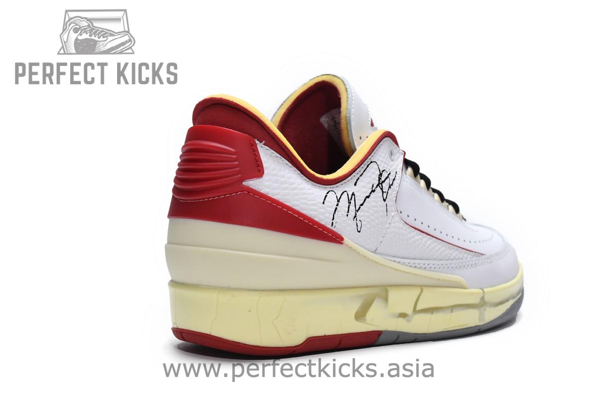 DJ4375-106 Off White x Air Jordan 2 Retro Low SP White and Varsity Red - Image 7