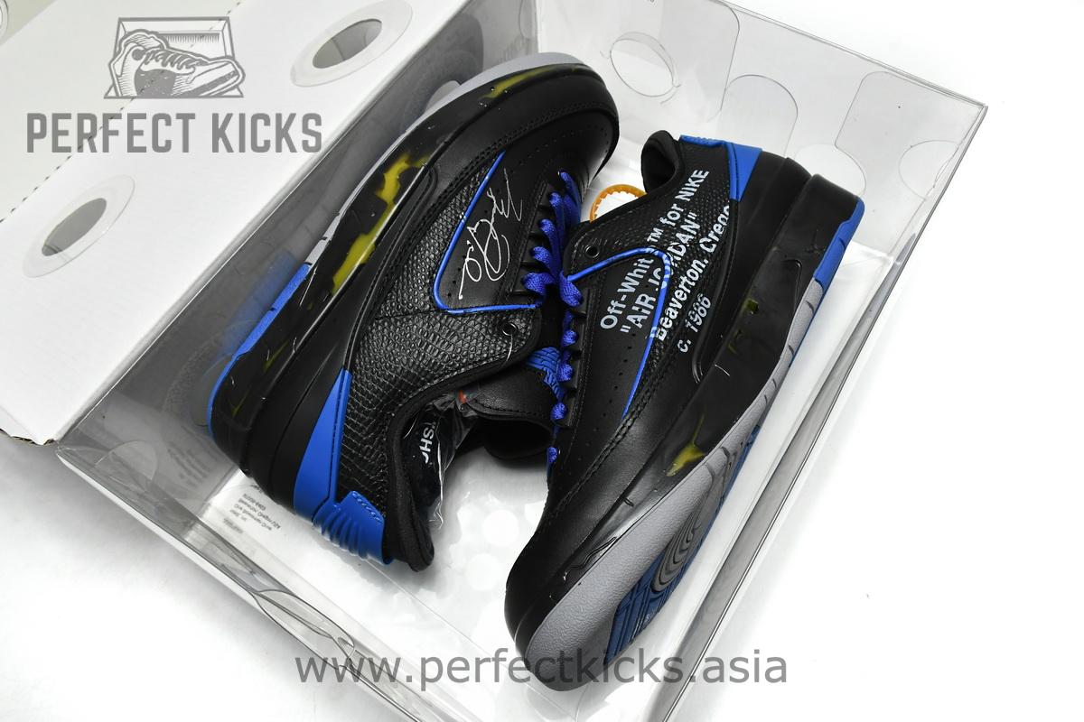 DJ4375-004 Off White x Air Jordan 2 Retro Low SP Black and Varsity Royal - Image 3