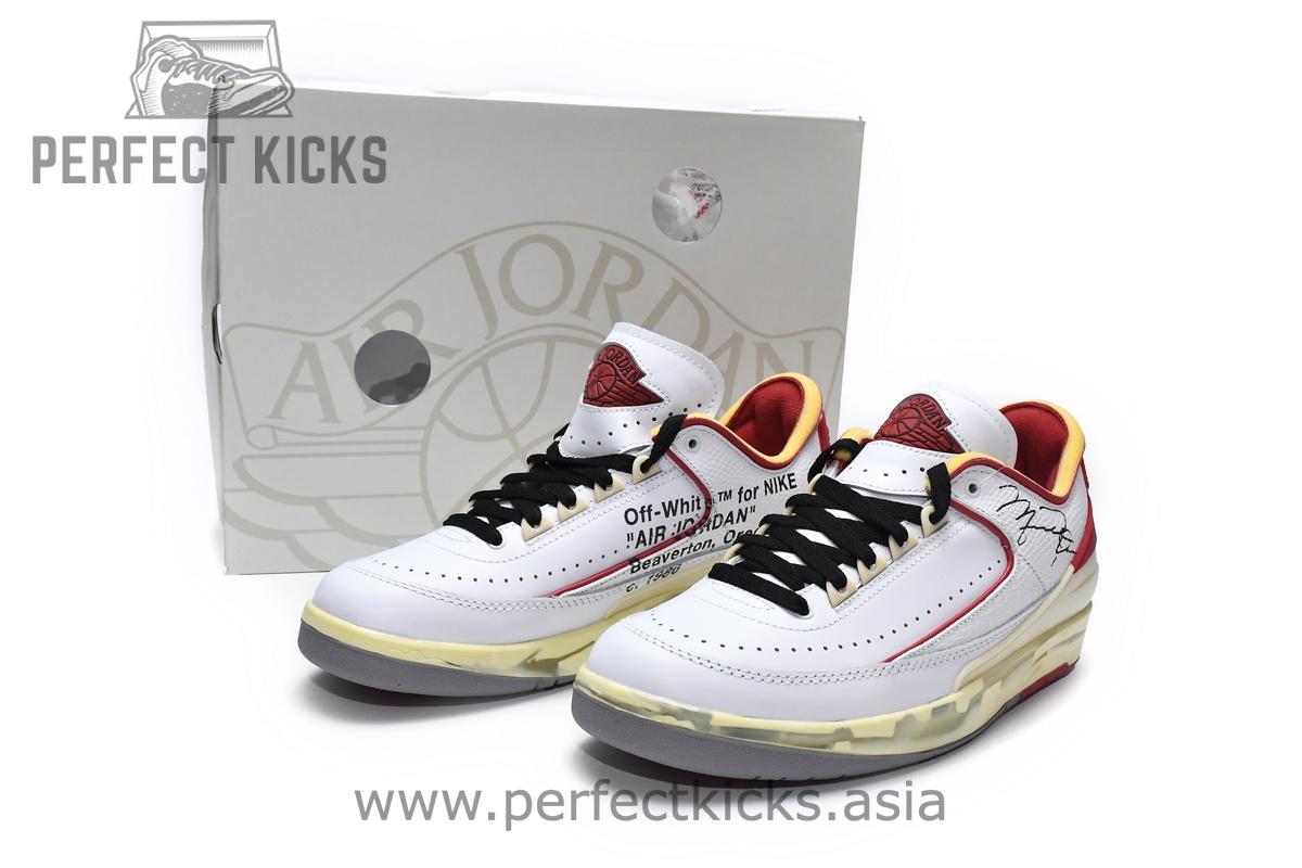DJ4375-106 Off White x Air Jordan 2 Retro Low SP White and Varsity Red - Image 2
