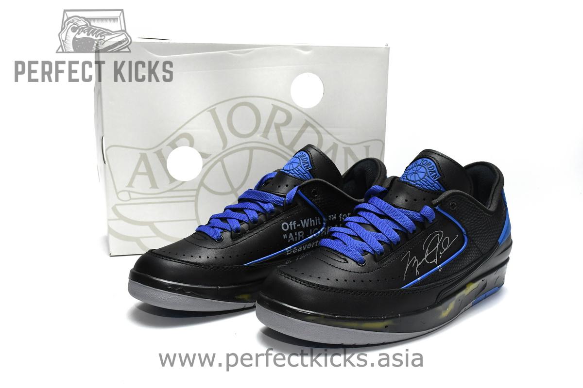 DJ4375-004 Off White x Air Jordan 2 Retro Low SP Black and Varsity Royal - Image 2