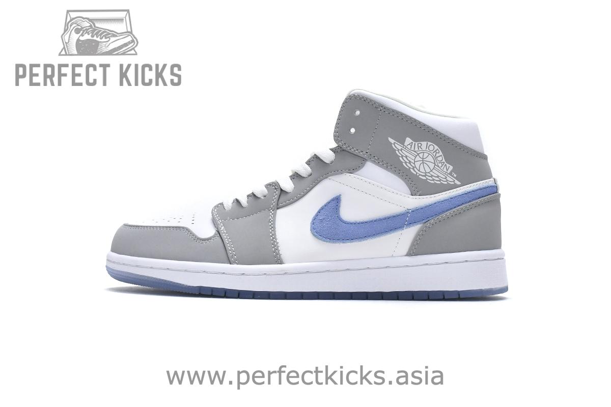 BQ6472-105 Air Jordan 1 Mid Wolf Grey Aluminum