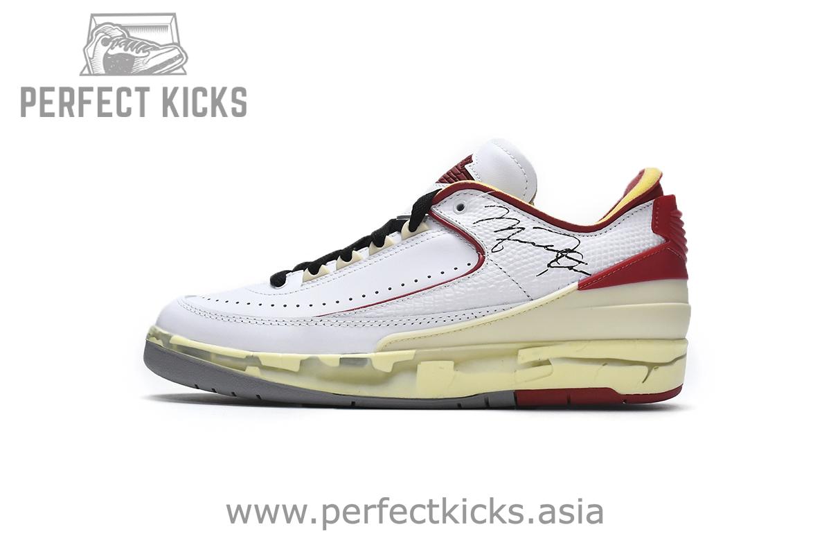 DJ4375-106 Off White x Air Jordan 2 Retro Low SP White and Varsity Red