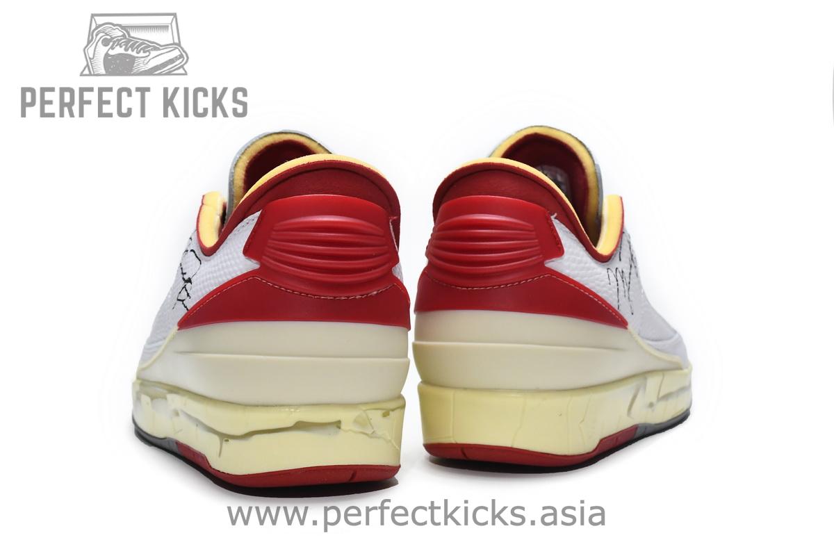 DJ4375-106 Off White x Air Jordan 2 Retro Low SP White and Varsity Red - Image 8