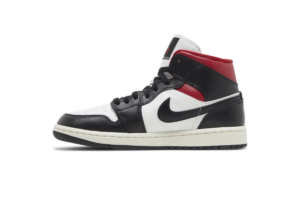 Wmns Air Jordan 1 Mid 'Black Sail Gym Red'